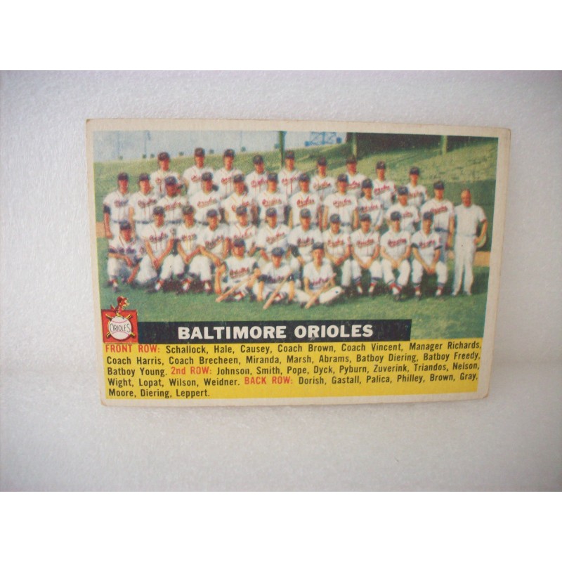 1956 Topps Baltimore Orioles Team Card